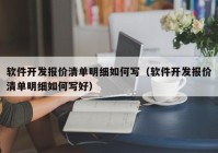 软件开发报价清单明细如何写（软件开发报价清单明细如何写好）