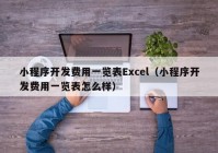 小程序开发费用一览表Excel（小程序开发费用一览表怎么样）