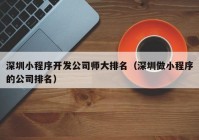 深圳小程序开发公司师大排名（深圳做小程序的公司排名）