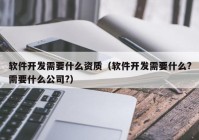 软件开发需要什么资质（软件开发需要什么?需要什么公司?）