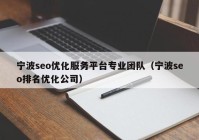 宁波seo优化服务平台专业团队（宁波seo排名优化公司）