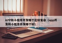 APP和小程序开发哪个比较复杂（app开发和小程序开发哪个好）