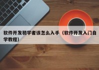 软件开发初学者该怎么入手（软件开发入门自学教程）