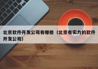 北京软件开发公司有哪些（北京有实力的软件开发公司）